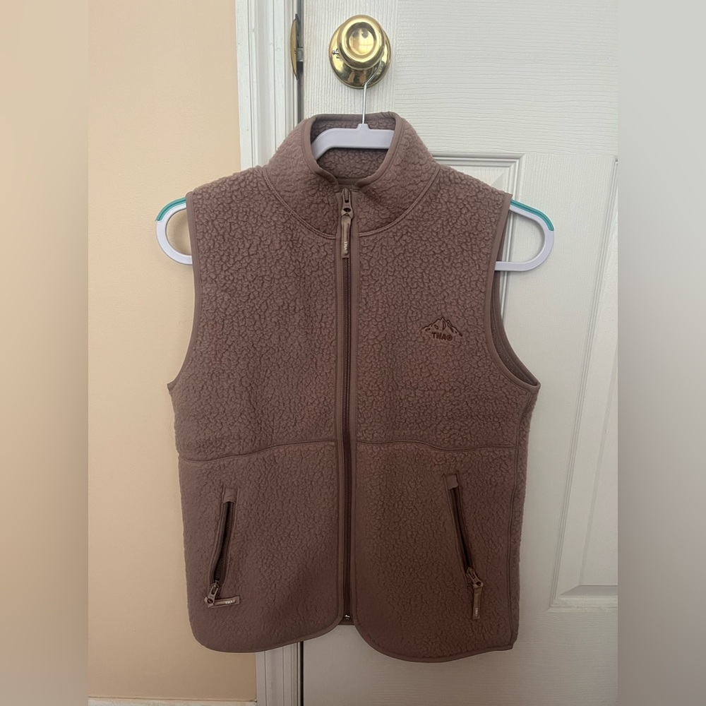 TNA Polartec Thermal Pro Mockneck Vest (Regular Length) in Warm Taupe, Size XS